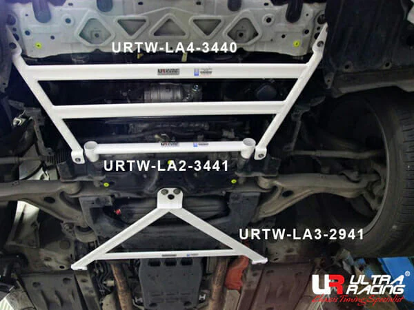 Ultra Racing Lexus GS 200T (L10) 2.0T 11+/250 2.5 11-20/300 3.0 11-20/350 3.5 11-20/450H 3.5 11-20 2WD UltraRacing 2-Point Front Lower Tiebar (3441) URTW-LA2-3441